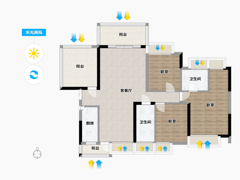 湖南省-郴州市-五岭央著-105.59-户型库-采光通风