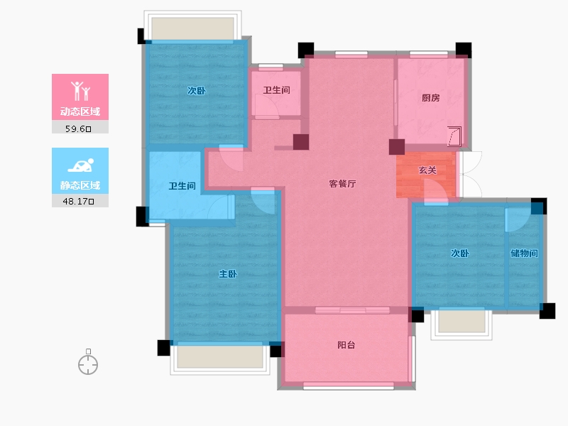 湖南省-常德市-临澧国宾府-95.00-户型库-动静分区