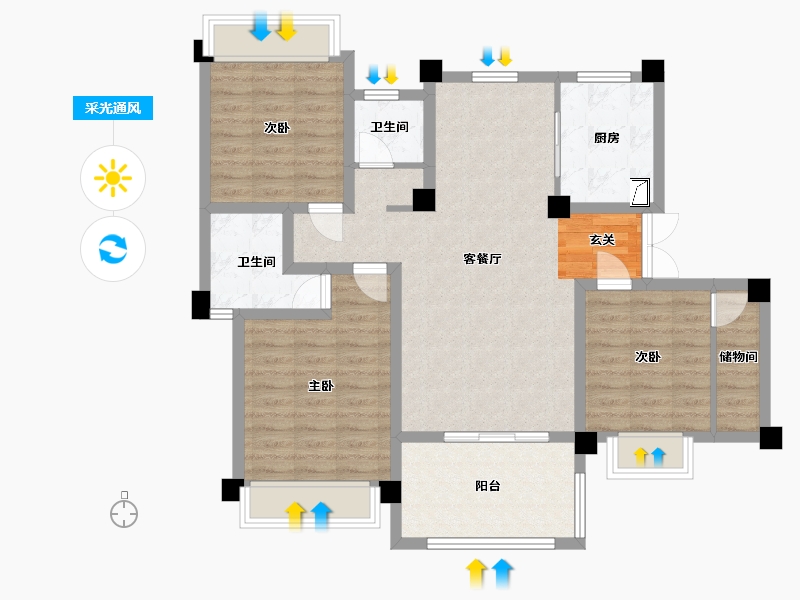 湖南省-常德市-临澧国宾府-95.00-户型库-采光通风