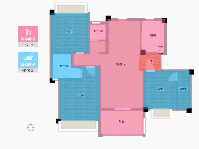 湖南省-常德市-临澧国宾府-92.68-户型库-动静分区