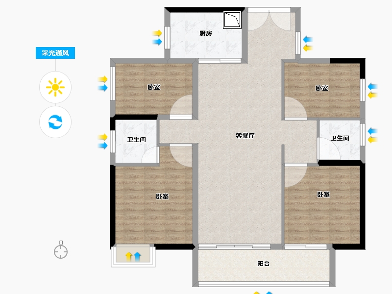 广东省-广州市-保利和悦江山-118.10-户型库-采光通风