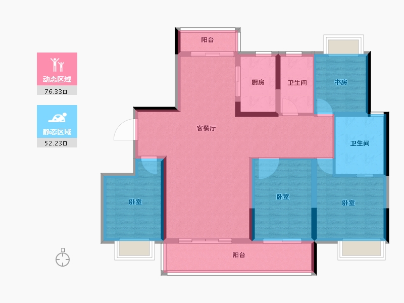 湖南省-长沙市-大汉汉府-115.67-户型库-动静分区