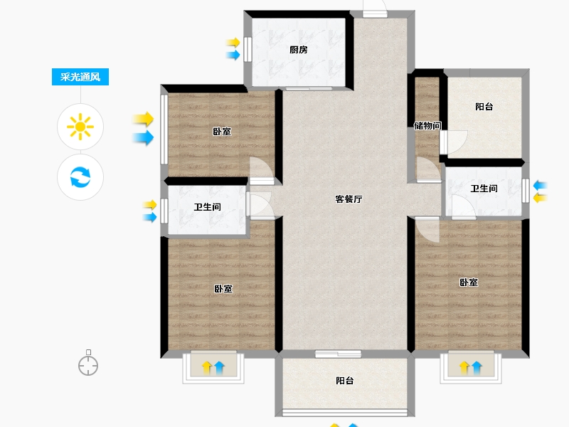 广东省-汕尾市-龙光玖龙府-110.15-户型库-采光通风