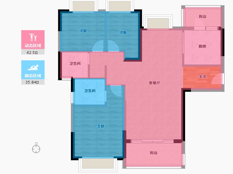 福建省-福州市-福州恒大悦珑湾-88.36-户型库-动静分区