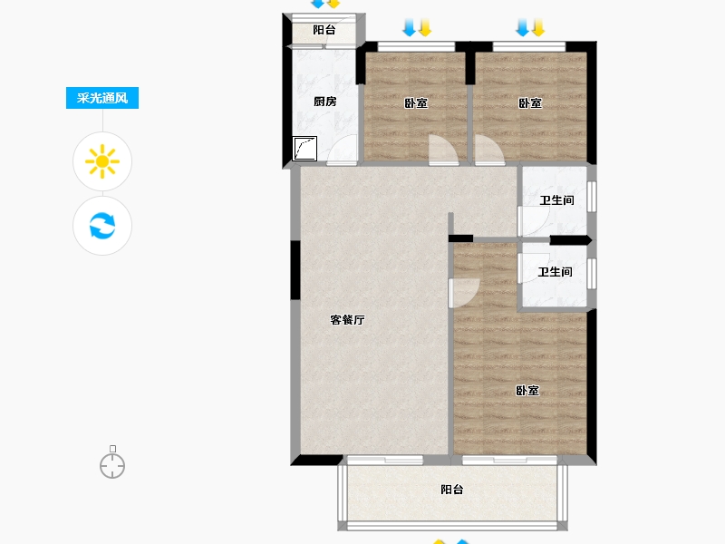 湖南省-岳阳市-观澜郡-85.54-户型库-采光通风