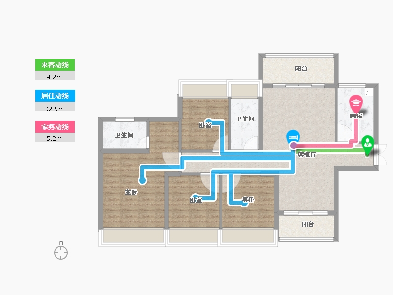 湖南省-娄底市-宁邦中心二期公园里-105.00-户型库-动静线