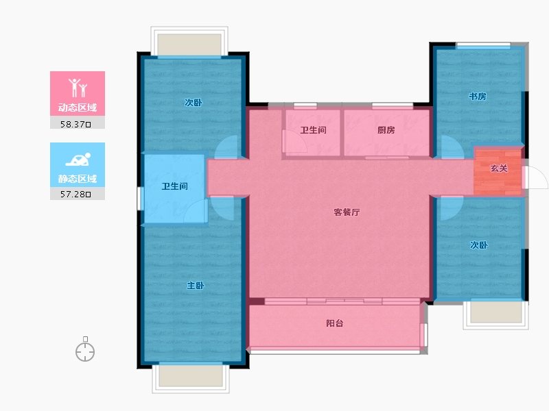 福建省-福州市-平潭正荣府·观邸-103.92-户型库-动静分区