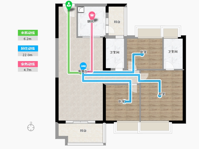 湖南省-岳阳市-碧桂园·天樾-90.00-户型库-动静线