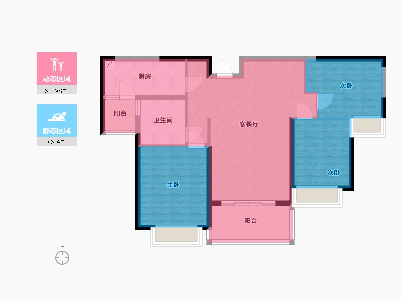 河南省-信阳市-恒大御景湾-88.99-户型库-动静分区