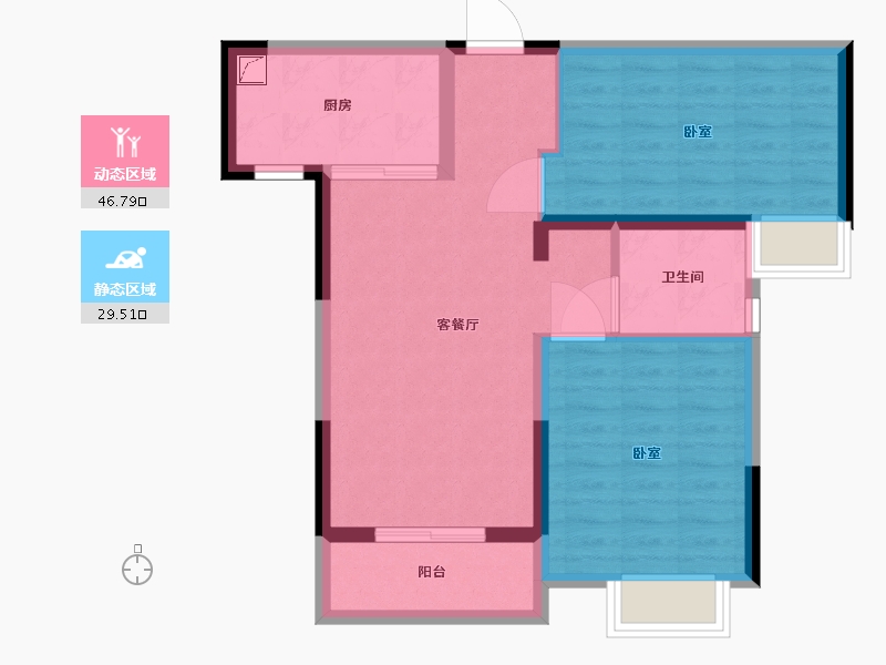 湖北省-武汉市-武地融创金麟壹号-68.01-户型库-动静分区