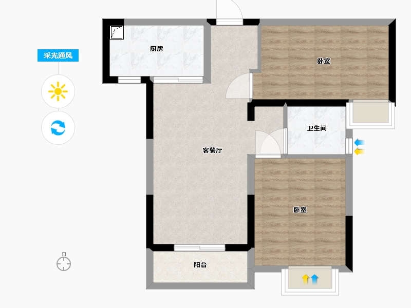 湖北省-武汉市-武地融创金麟壹号-68.01-户型库-采光通风