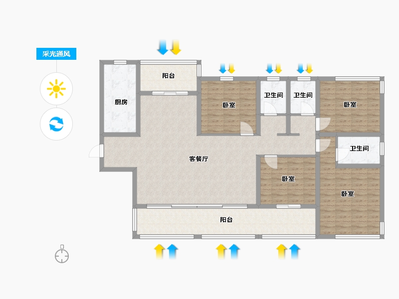 湖南省-怀化市-金为·潇湘锦城-144.37-户型库-采光通风