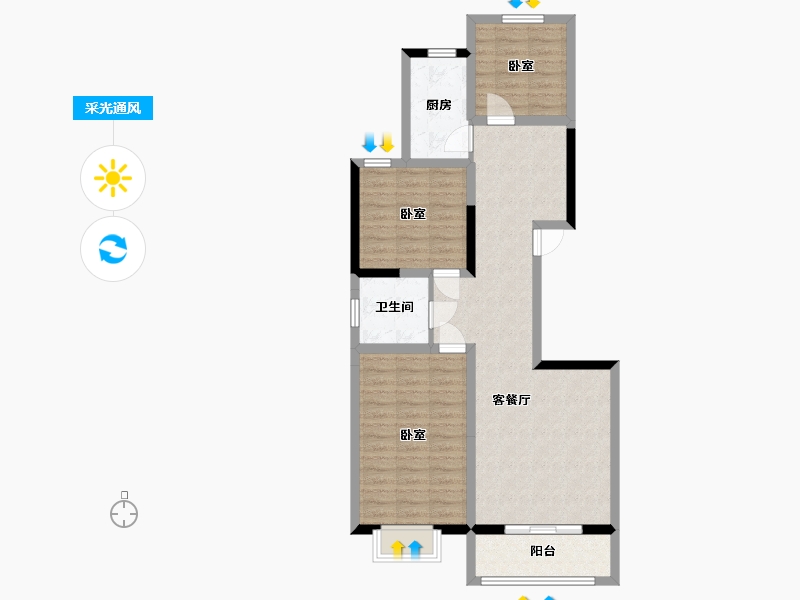 宁夏回族自治区-银川市-鼎辉时代城二期蓝天骏景-83.36-户型库-采光通风