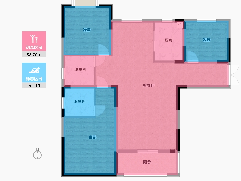 河南省-信阳市-信合·幸福里-103.79-户型库-动静分区