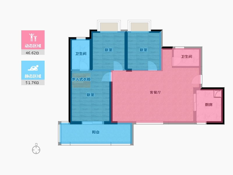 湖北省-武汉市-中国中铁金桥璟园-87.66-户型库-动静分区