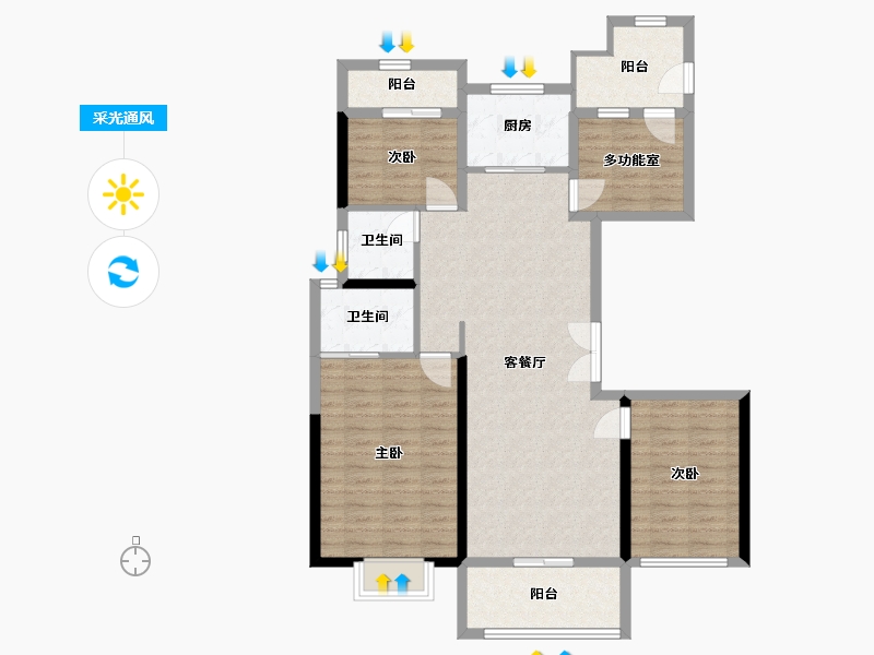 浙江省-宁波市-中梁首府-104.99-户型库-采光通风