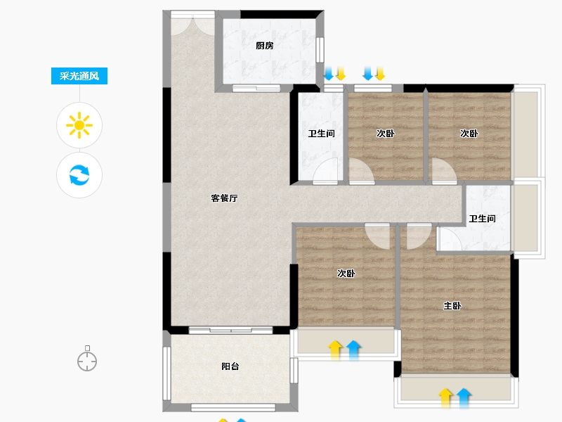 广东省-湛江市-地标海东广场-99.73-户型库-采光通风