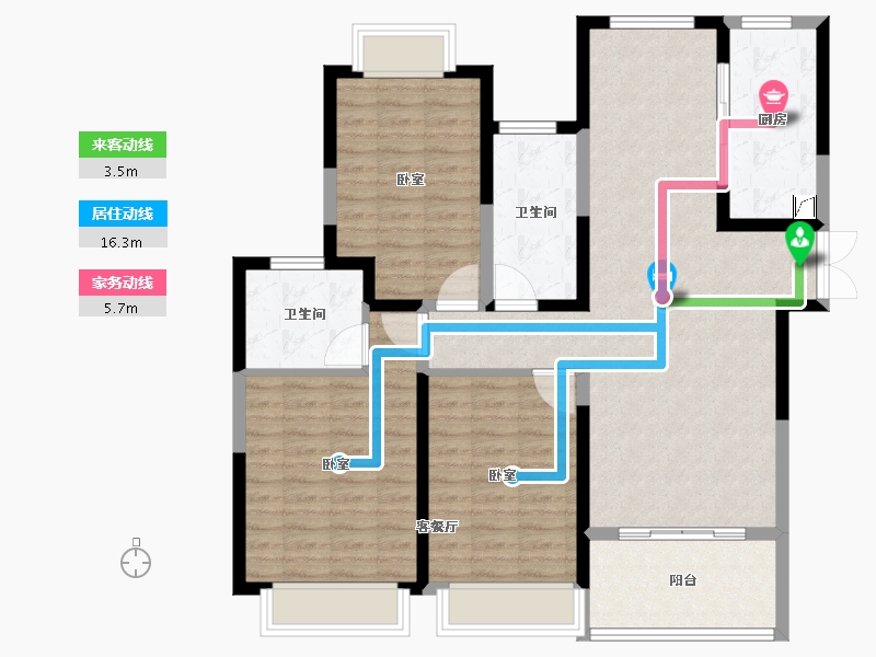 江苏省-南通市-中南世纪花城-107.00-户型库-动静线