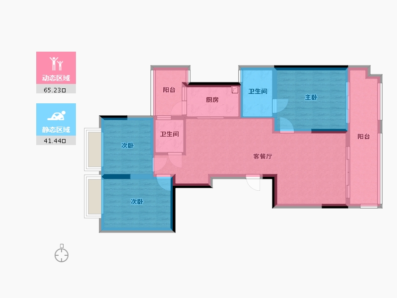 重庆-重庆市-善信学府八号-95.15-户型库-动静分区