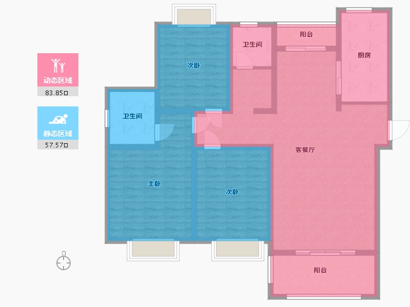 河南省-南阳市-郦都国际2期-127.01-户型库-动静分区