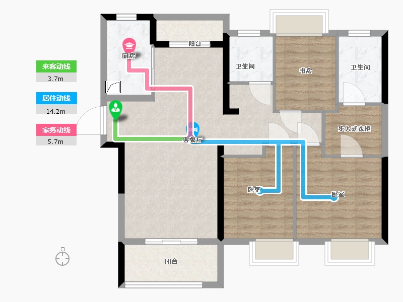 湖北省-武汉市-武地融创金麟壹号-93.50-户型库-动静线