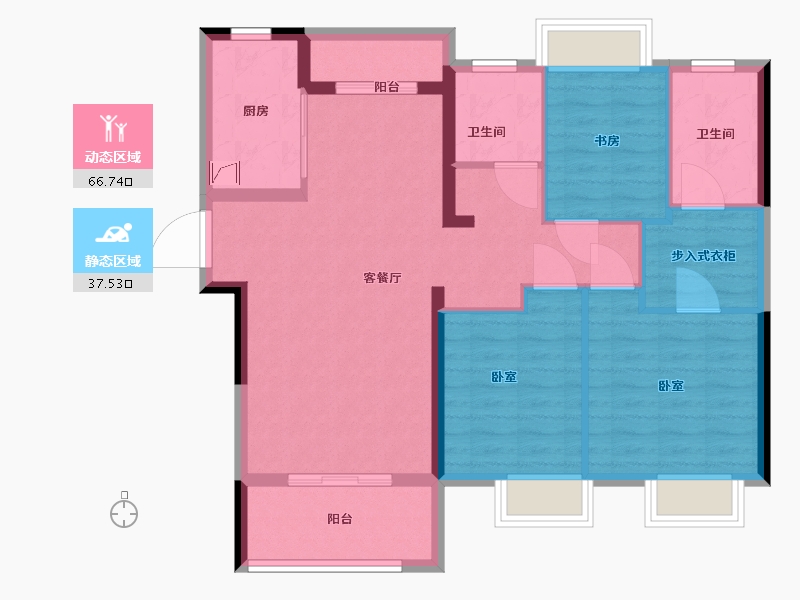 湖北省-武汉市-武地融创金麟壹号-93.50-户型库-动静分区