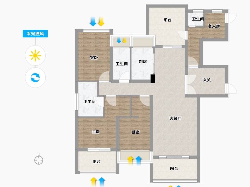 湖南省-娄底市-铁昇·资水原著-114.70-户型库-采光通风