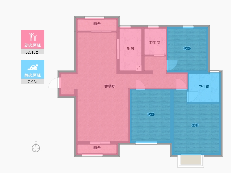 河北省-保定市-鸿坤理想尔湾-98.00-户型库-动静分区