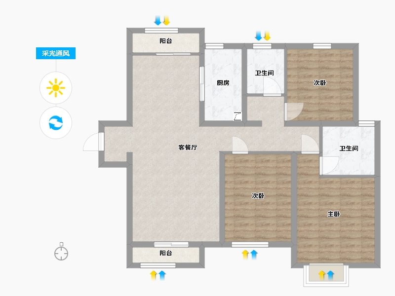 河北省-保定市-鸿坤理想尔湾-98.00-户型库-采光通风