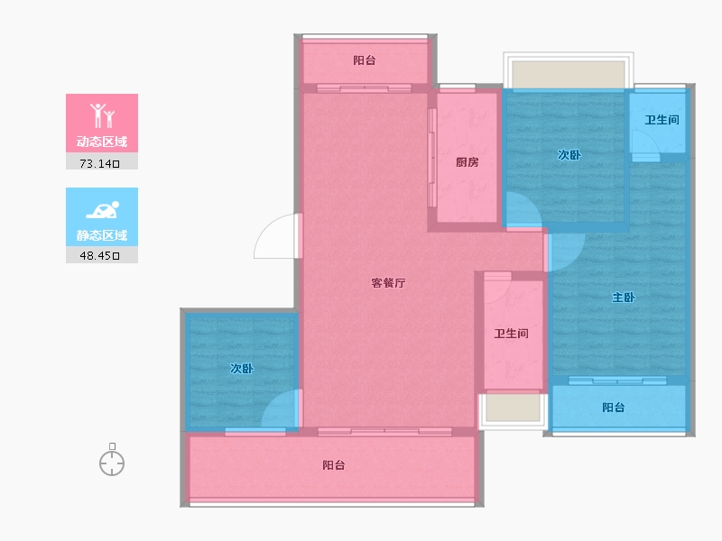 湖南省-娄底市-芙蓉贵府-109.34-户型库-动静分区