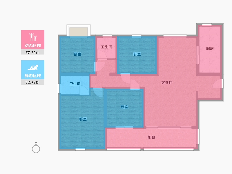 湖南省-怀化市-金为·潇湘锦城-106.93-户型库-动静分区