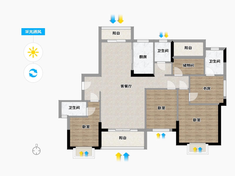 湖南省-常德市-大汉·澧水龙城-114.25-户型库-采光通风