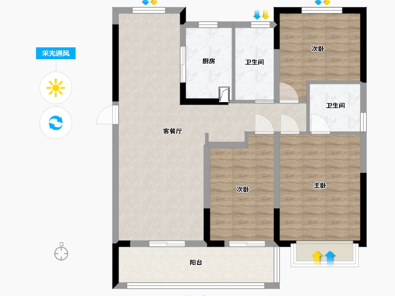 湖北省-武汉市-中建中法之星-97.68-户型库-采光通风