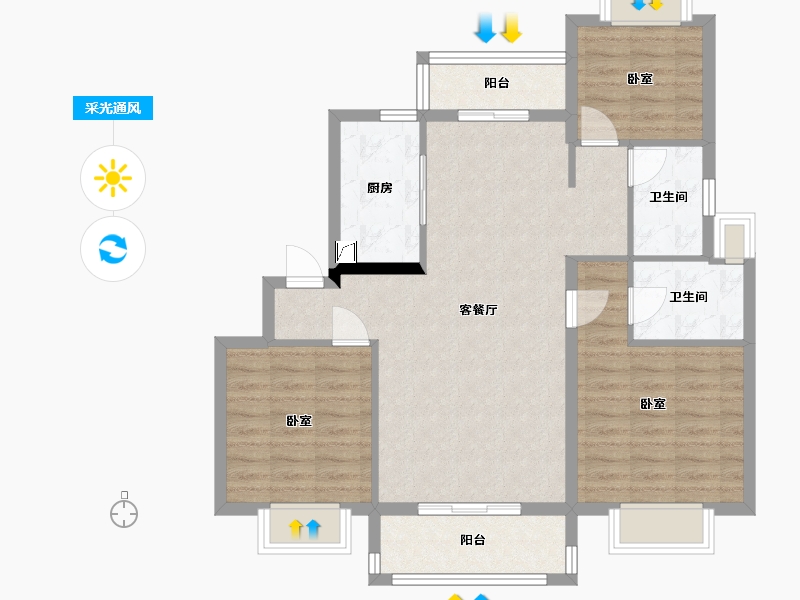 湖北省-武汉市-武汉碧桂园公园里-88.18-户型库-采光通风