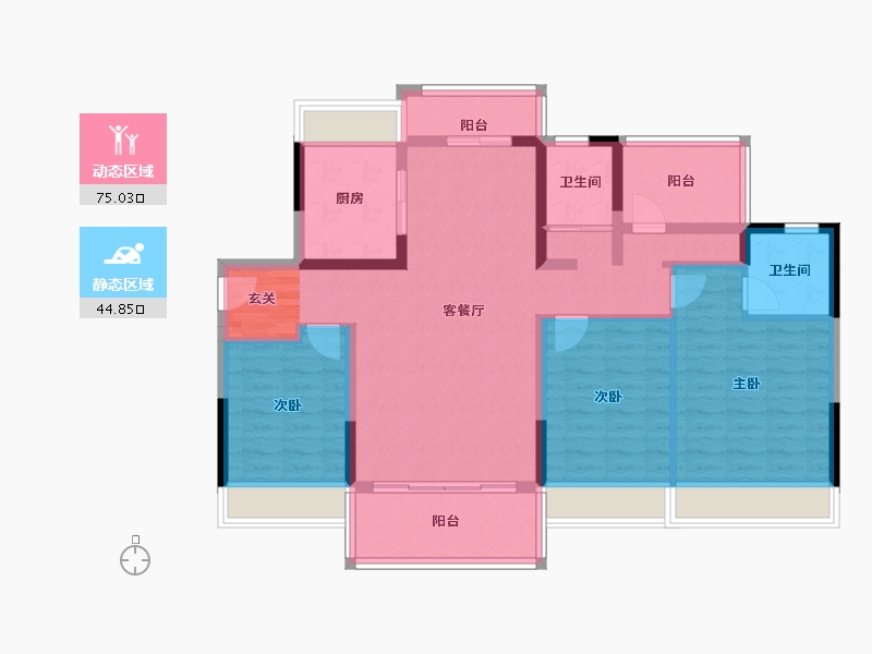 广东省-清远市-碧桂园燕湖里-107.00-户型库-动静分区