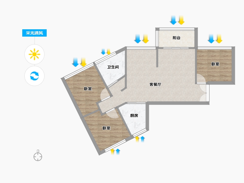 广东省-深圳市-山海四季城Ⅲ四季公馆-62.00-户型库-采光通风