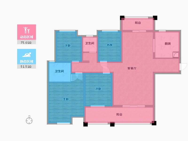 湖南省-常德市-博雅公馆-111.46-户型库-动静分区