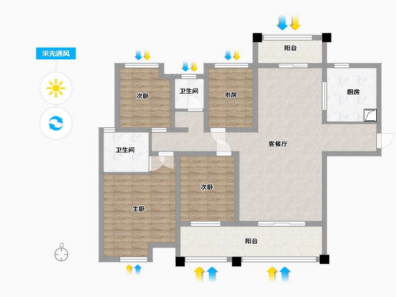 湖南省-常德市-博雅公馆-111.46-户型库-采光通风