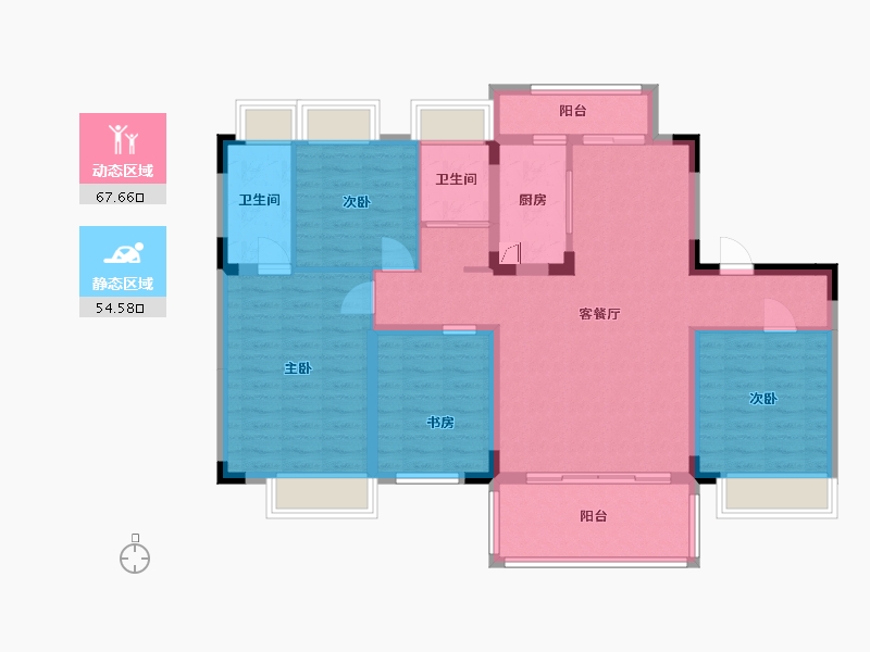 湖南省-常德市-石门碧桂园望江府-109.36-户型库-动静分区