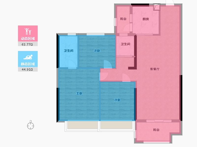 河南省-周口市-碧桂园城市之光二期天悦-98.00-户型库-动静分区