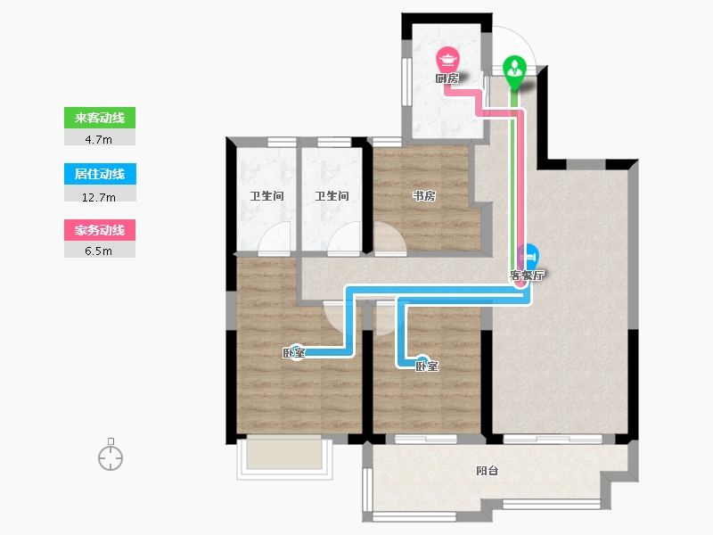 湖南省-岳阳市-祥生•金麟府-75.42-户型库-动静线