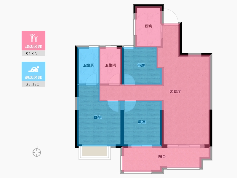 湖南省-岳阳市-祥生•金麟府-75.42-户型库-动静分区