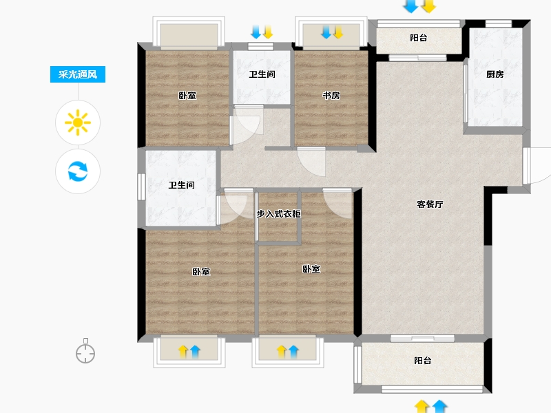 湖北省-武汉市-武地融创金麟壹号-112.17-户型库-采光通风