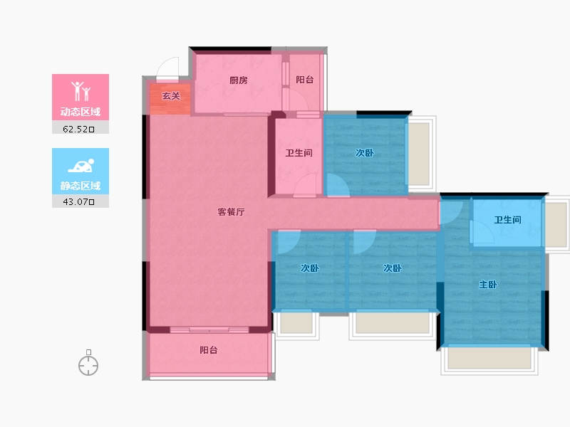 广东省-清远市-云星钱隆御景-94.47-户型库-动静分区