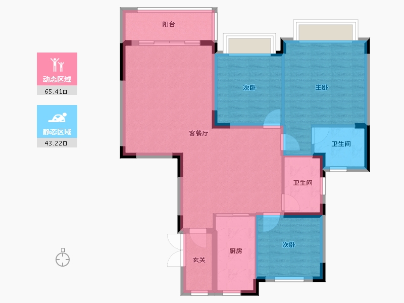 福建省-福州市-福州恒大悦珑湾-98.00-户型库-动静分区