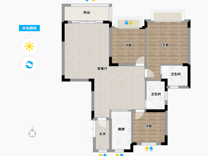 福建省-福州市-福州恒大悦珑湾-98.00-户型库-采光通风