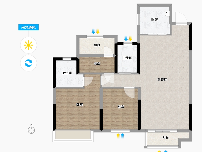 湖南省-郴州市-郴州中梁首府-93.00-户型库-采光通风