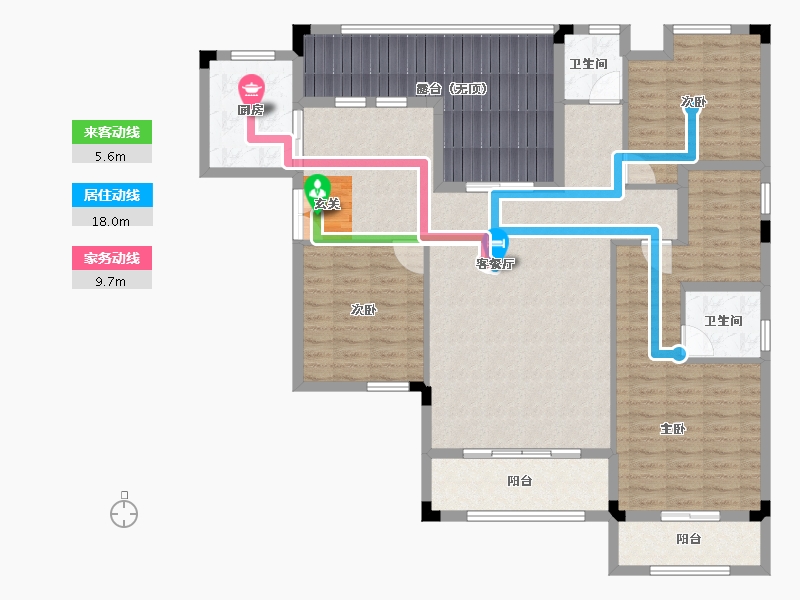 湖南省-长沙市-房聚云台府-136.38-户型库-动静线