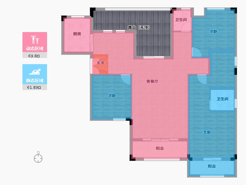 湖南省-长沙市-房聚云台府-136.38-户型库-动静分区