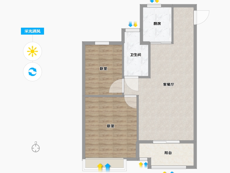 浙江省-嘉兴市-佳源珑府-66.00-户型库-采光通风